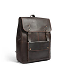 Leather Laptop Backpack, Dark Brown , Full grain 