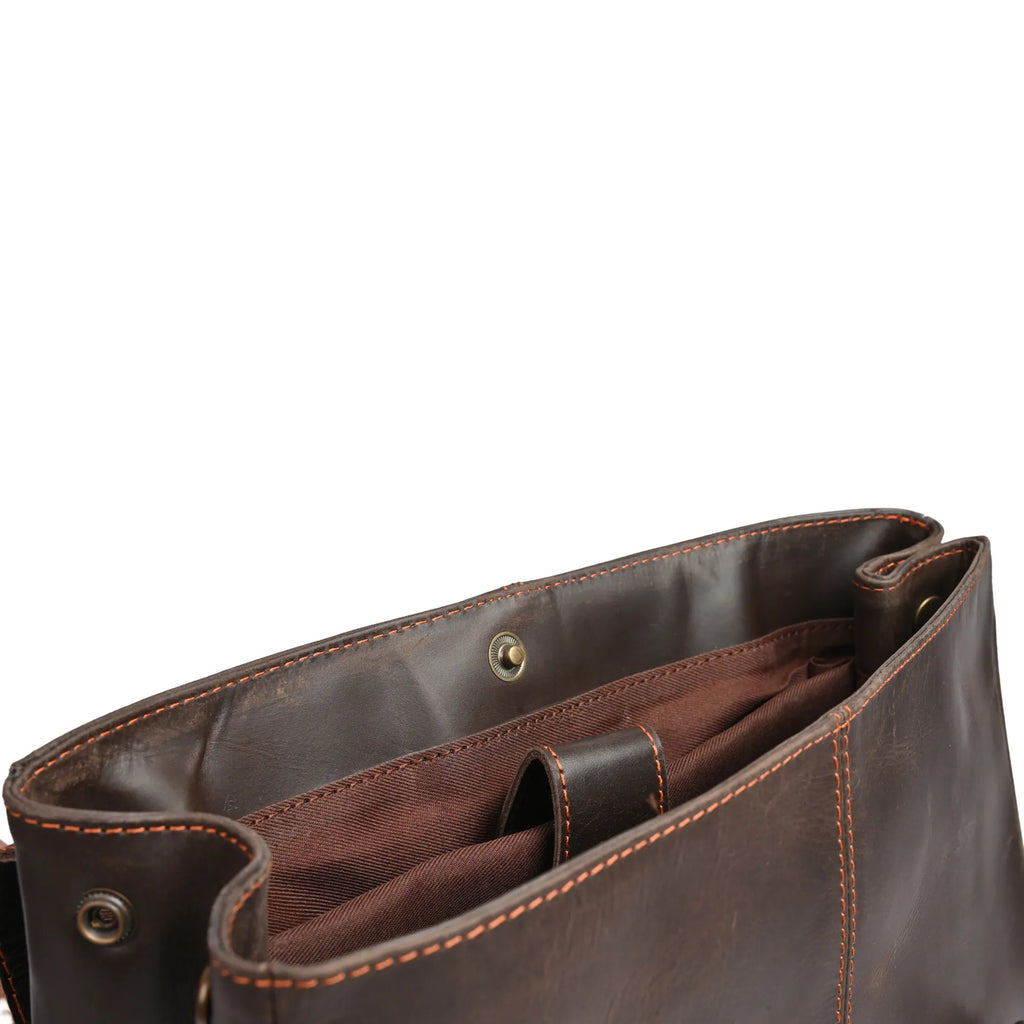 Leather Laptop Backpack, Dark Brown , Full grain 