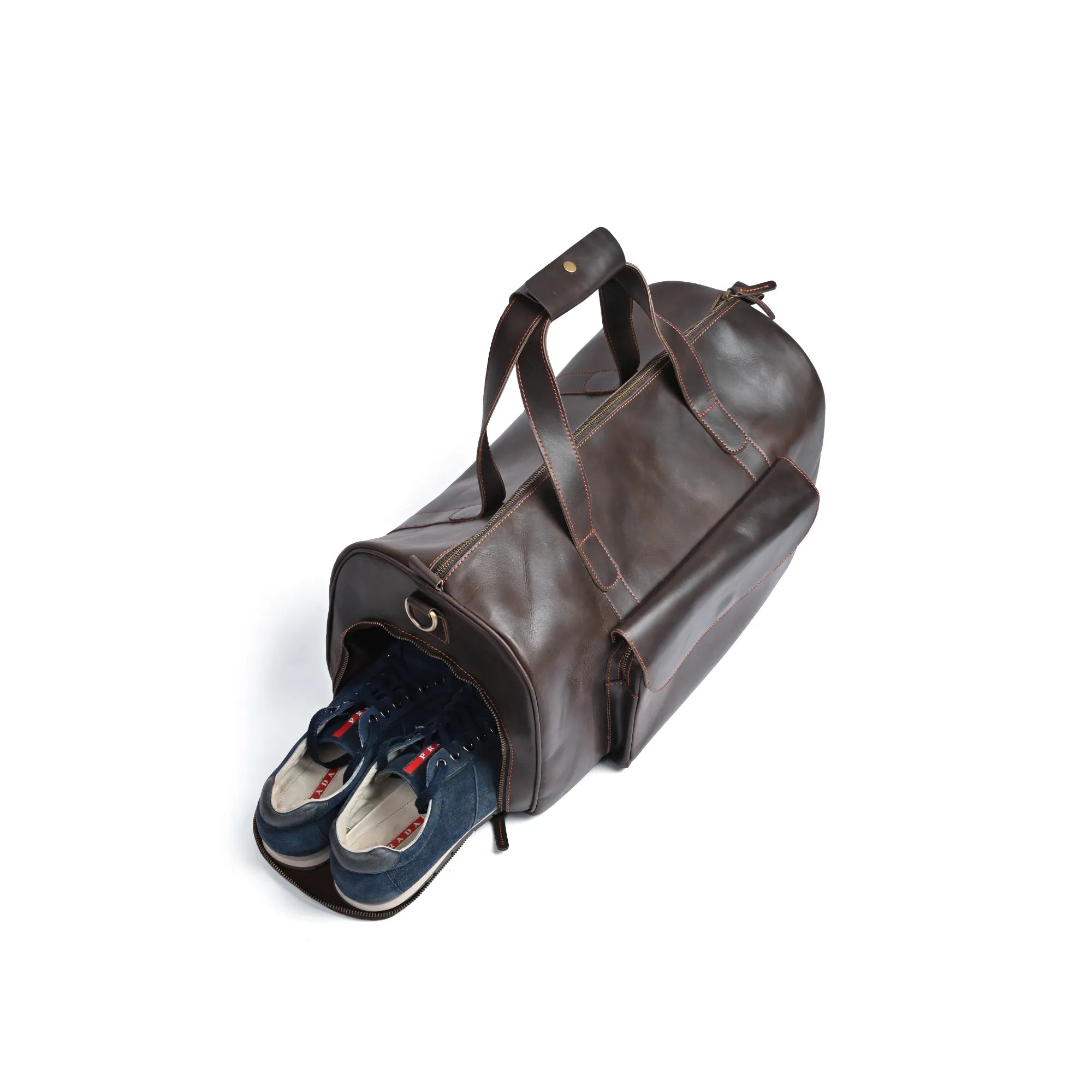 Choco Leather Duffel Bag, Travel Bag