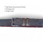 Casual Belt for Men Blackish Brown Casual Top Grain Buffalo Leather 40mm