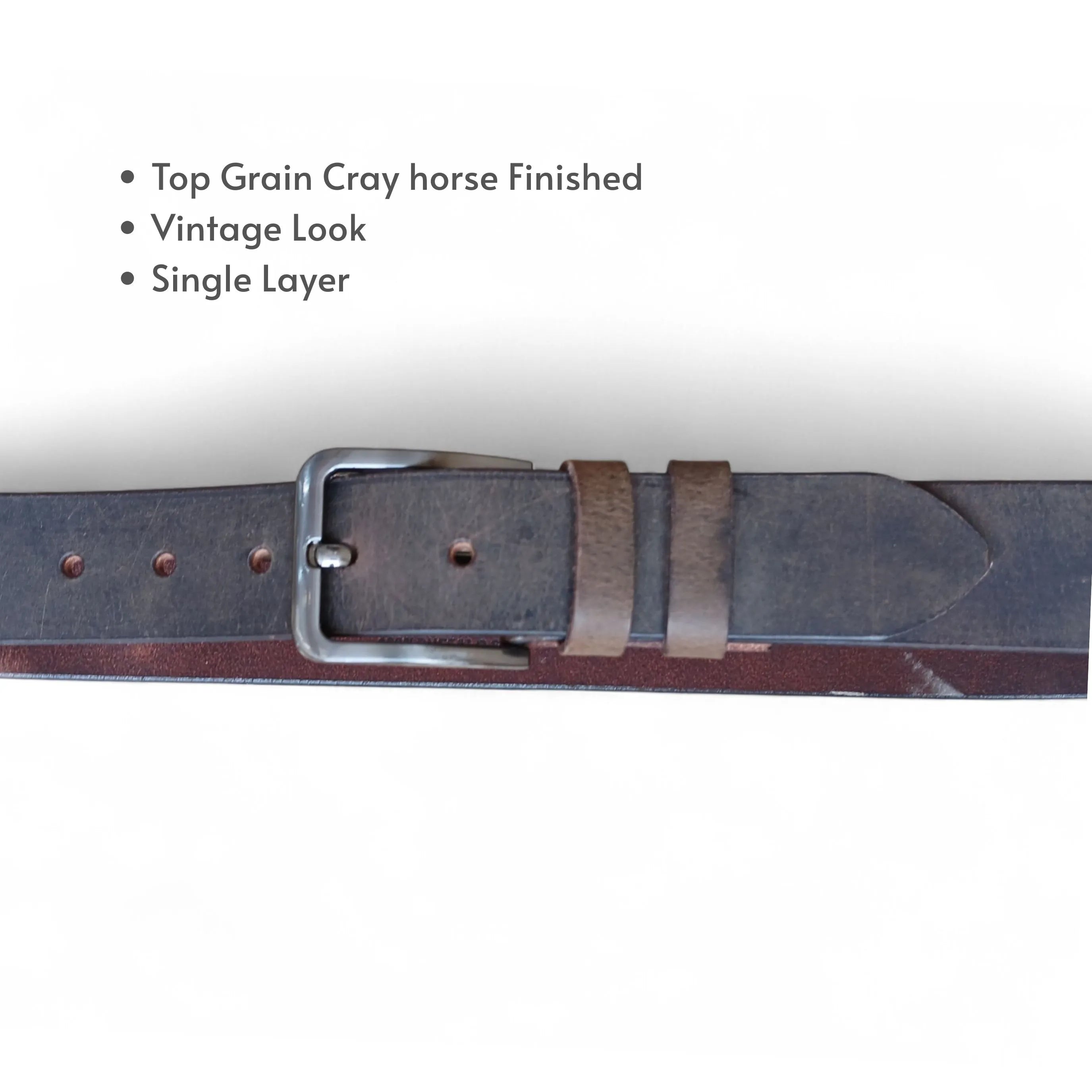 Casual Belt for Men Blackish Brown Casual Top Grain Buffalo Leather 40mm