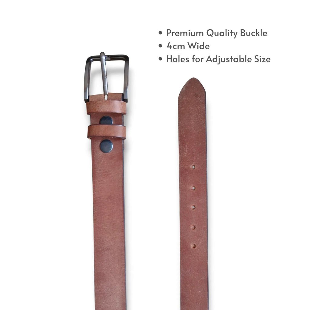 Casual Belt for Men Camel Brown Casual Top Grain Buffalo Leather 40mm