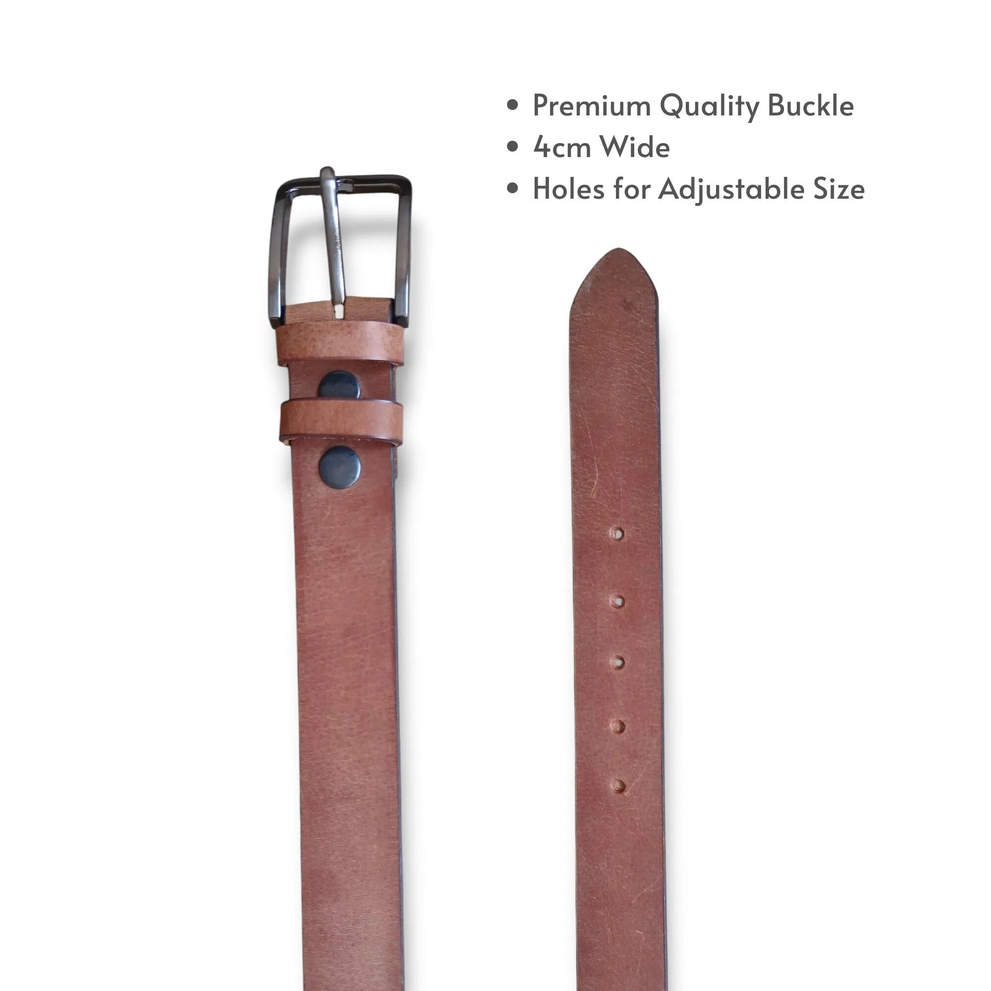 Casual Belt for Men Camel Brown Casual Top Grain Buffalo Leather 40mm