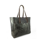 Dark Brown Leather Carryall Tote Bag | Full-Grain Cowhide Textured Leather