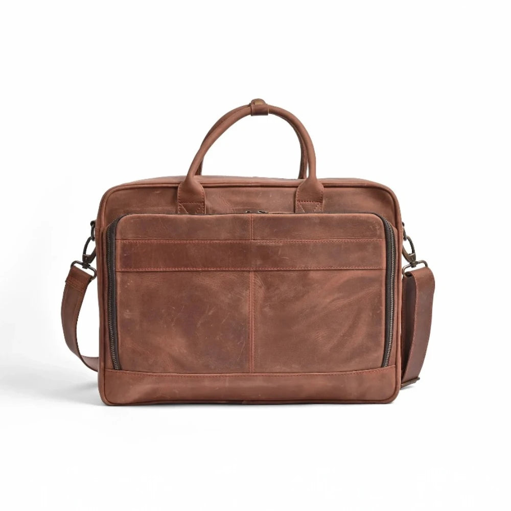 Premium Crazy Horse Leather 14, 15, 16-inch Laptop Bag, Handmade Satchel