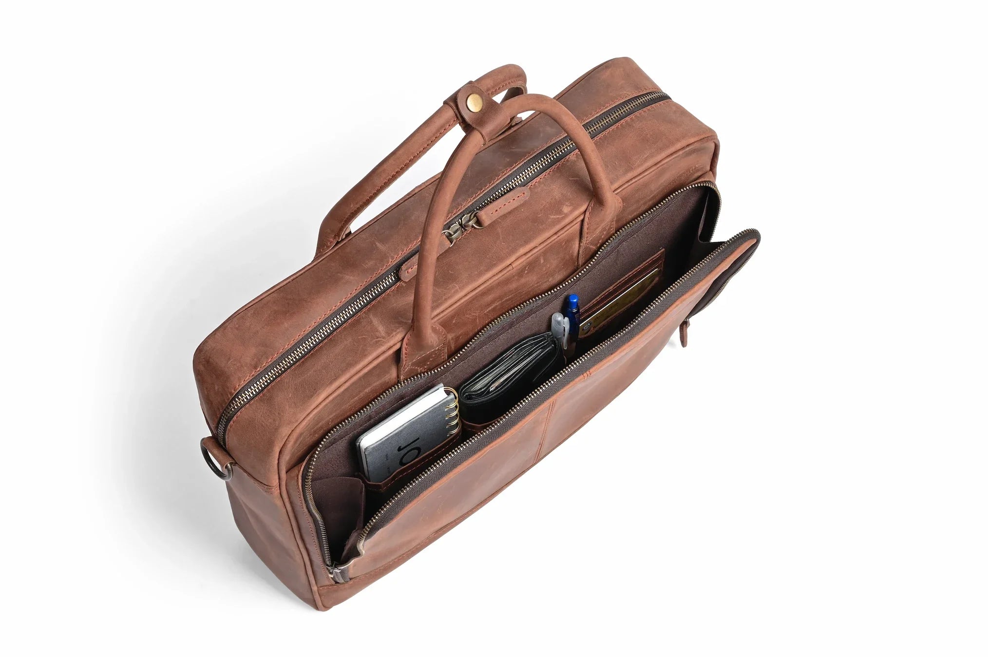 Premium Crazy Horse leather laptop bag handmade satchel 14 15 16 inch