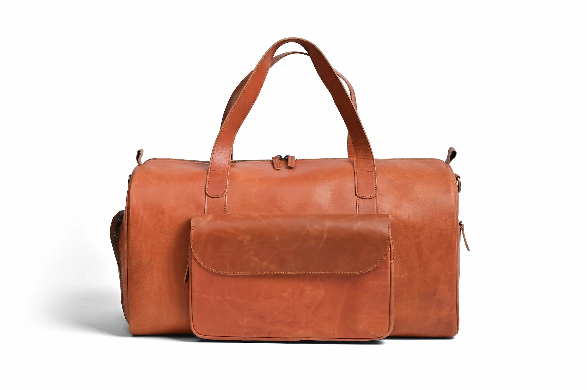 Premium Pull-Up Leather Duffel Weekender Travel Bag
