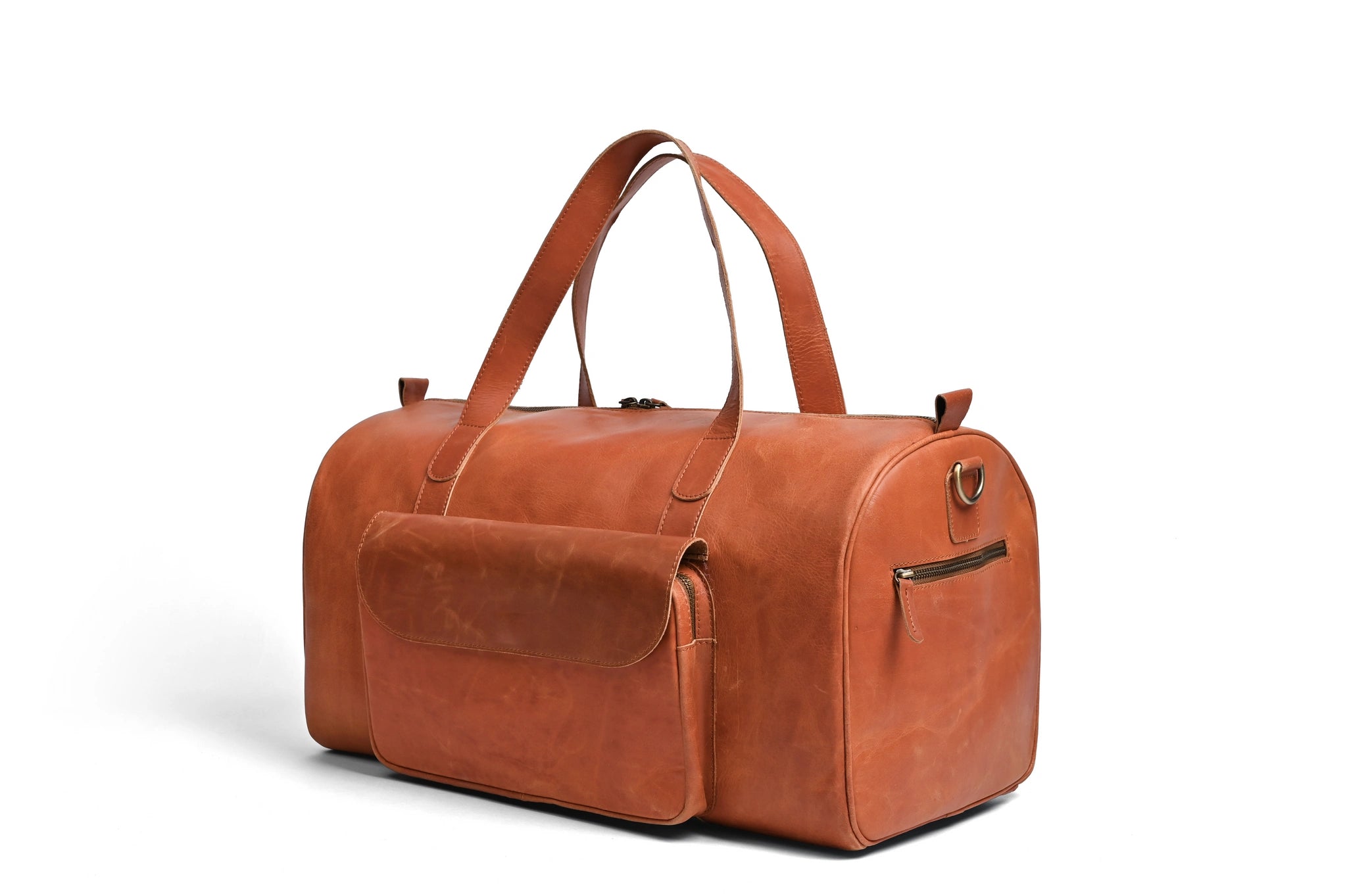 Premium Pull-Up Leather Duffel Weekender Travel Bag