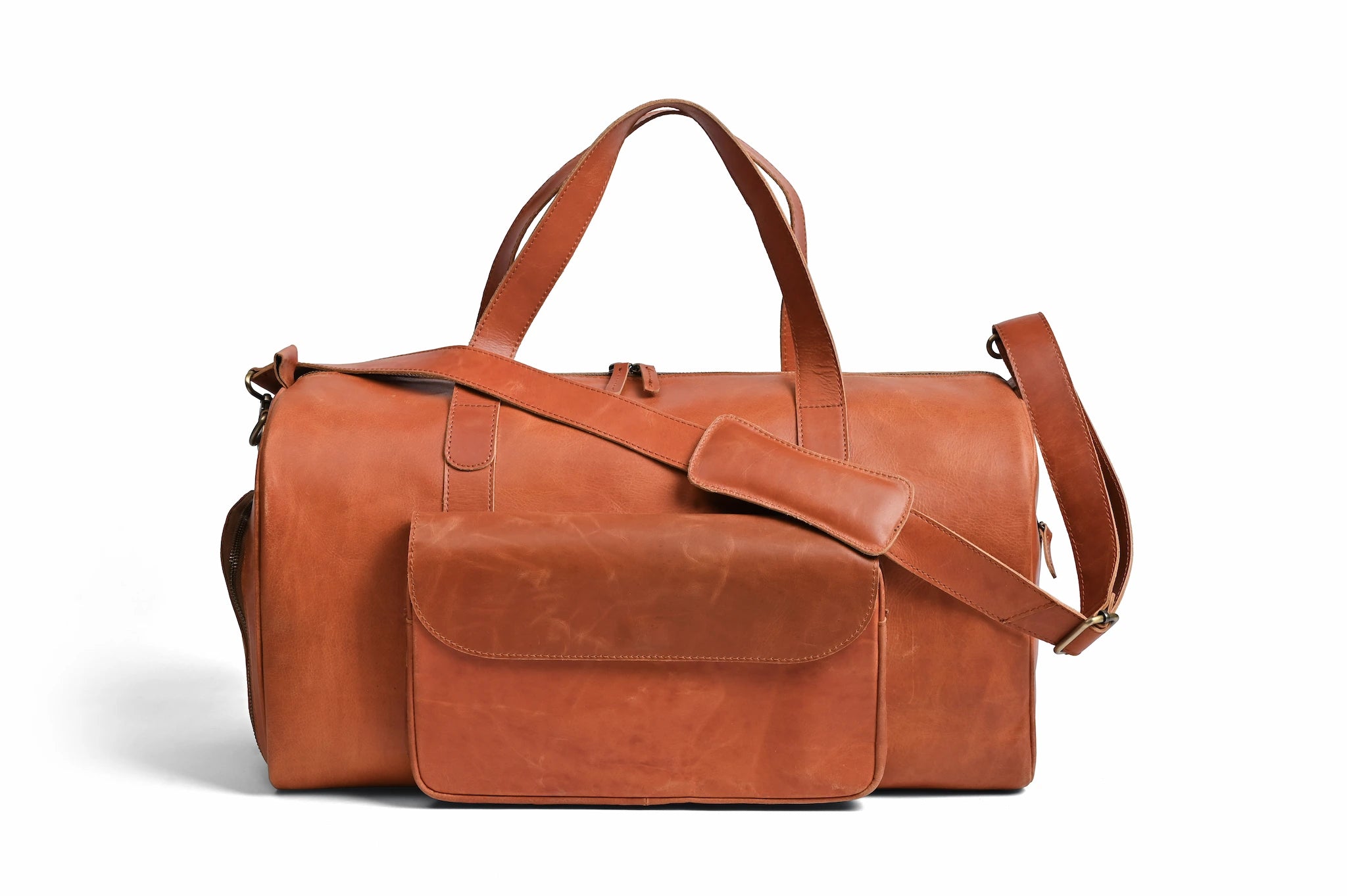 Premium Pull-Up Leather Duffel Weekender Travel Bag