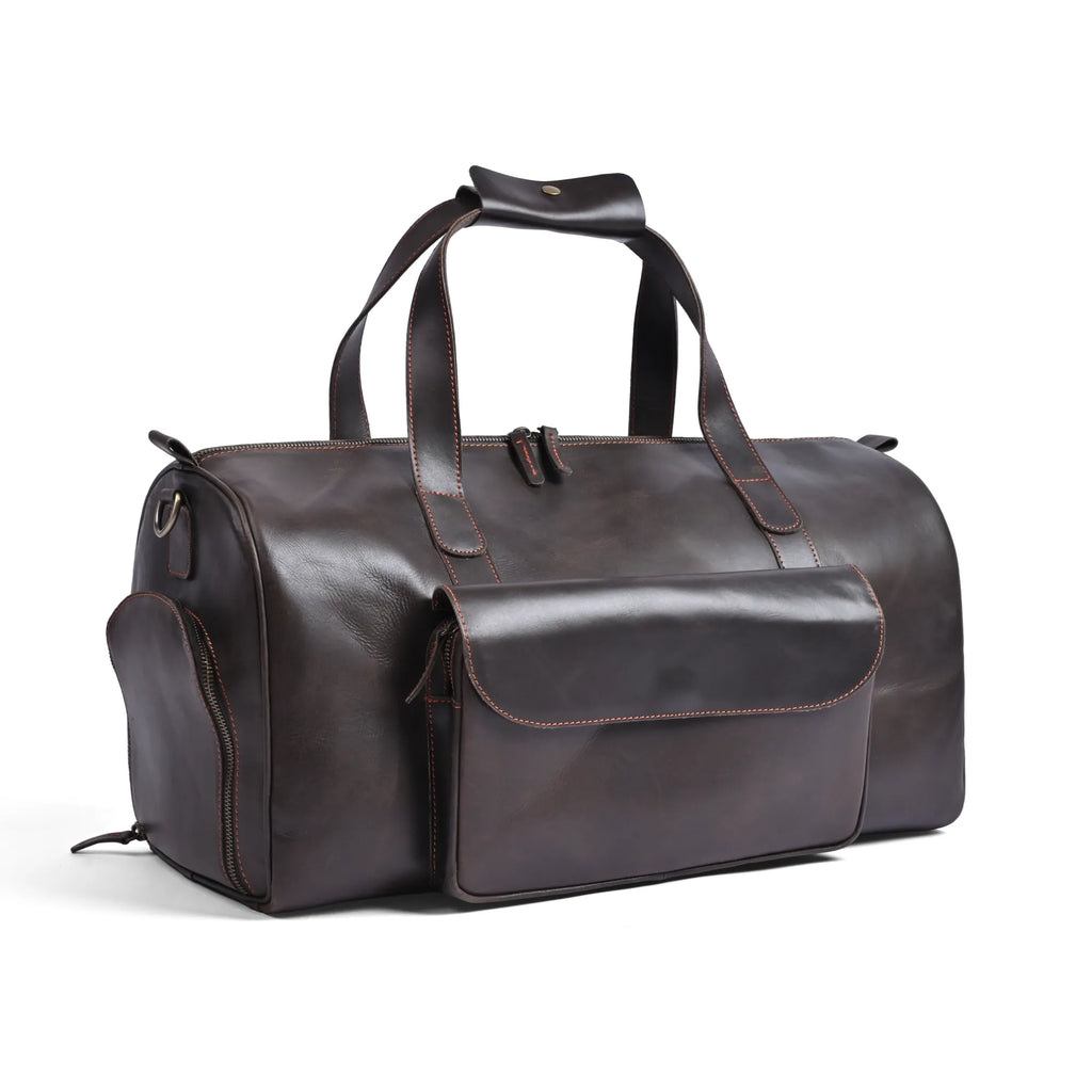 Choco Leather Duffel Bag, Travel Bag