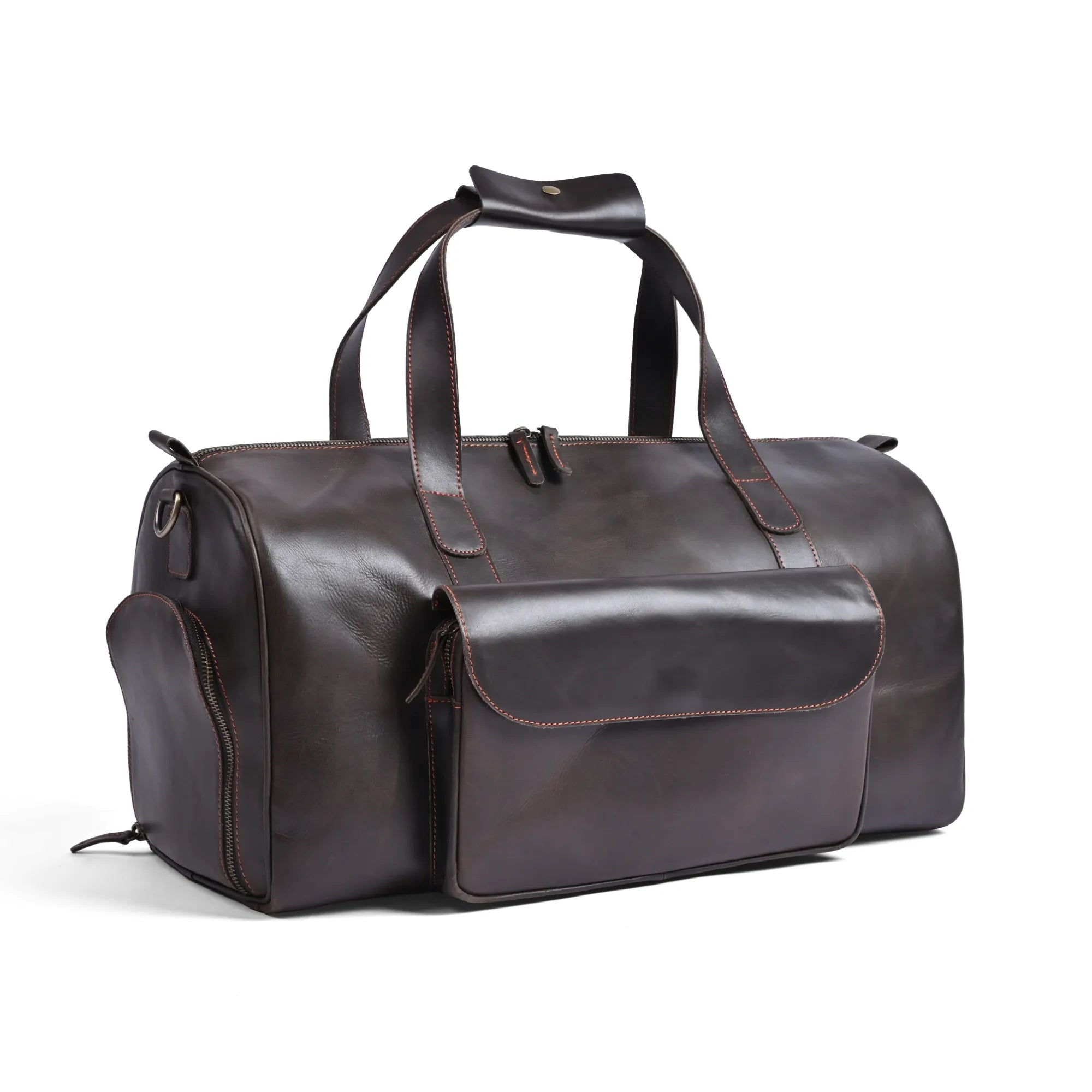 Choco Leather Duffel Bag, Travel Bag