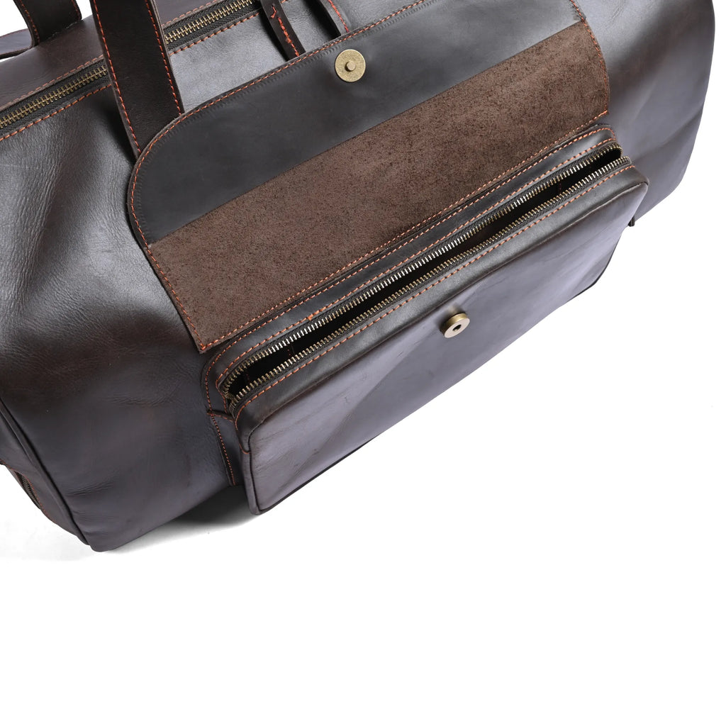 Choco Leather Duffel Bag, Travel Bag