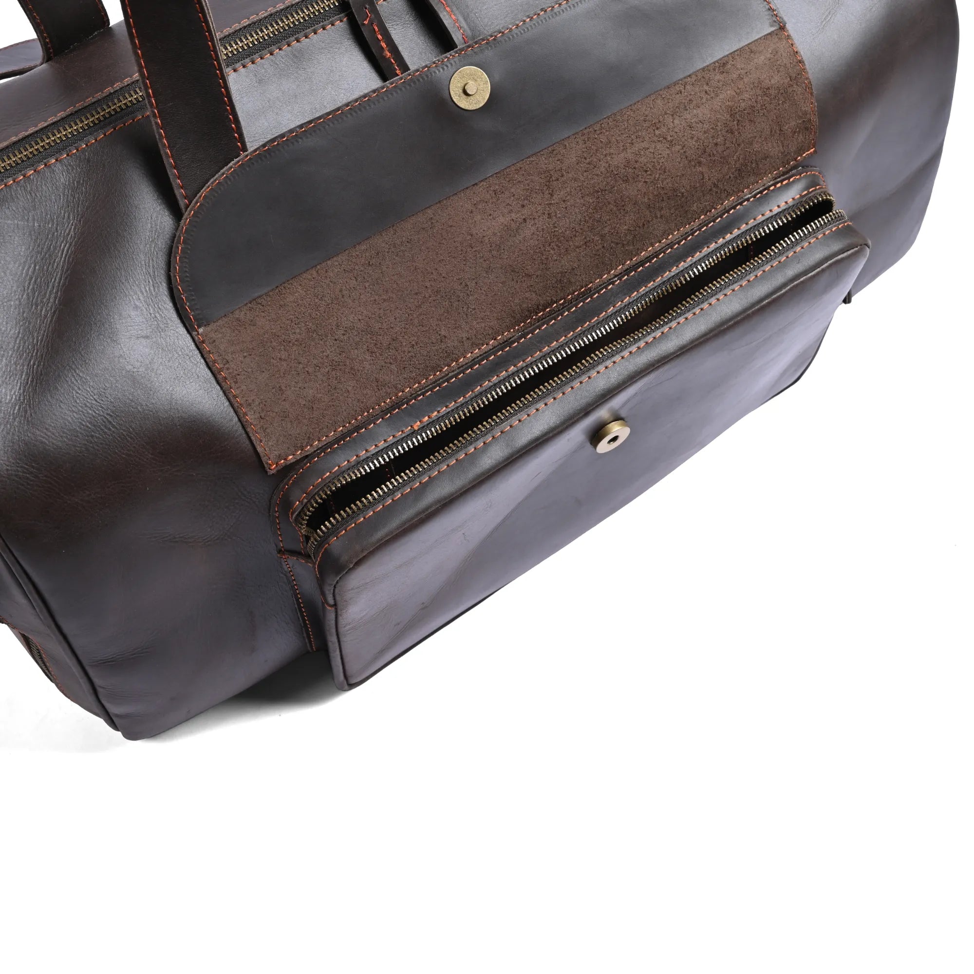 Choco Leather Duffel Bag, Travel Bag