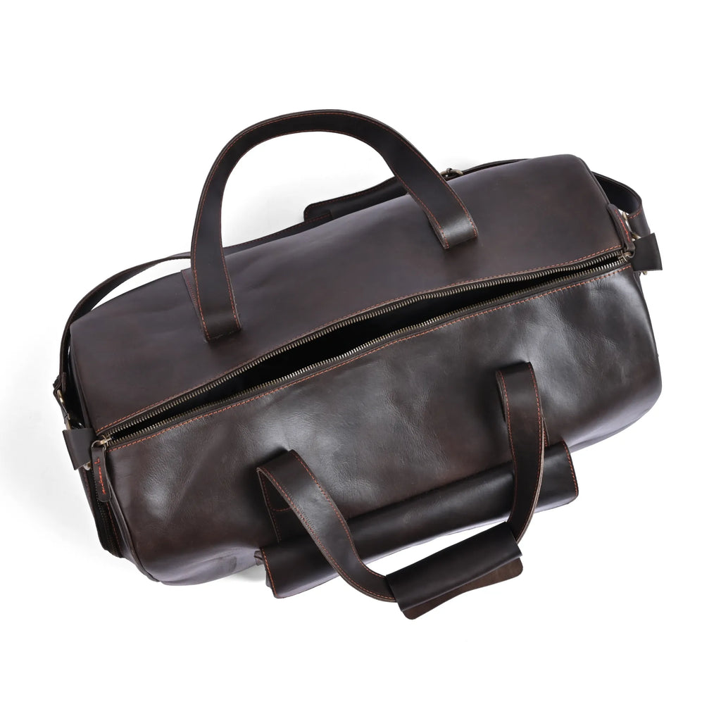 Choco Leather Duffel Bag, Travel Bag