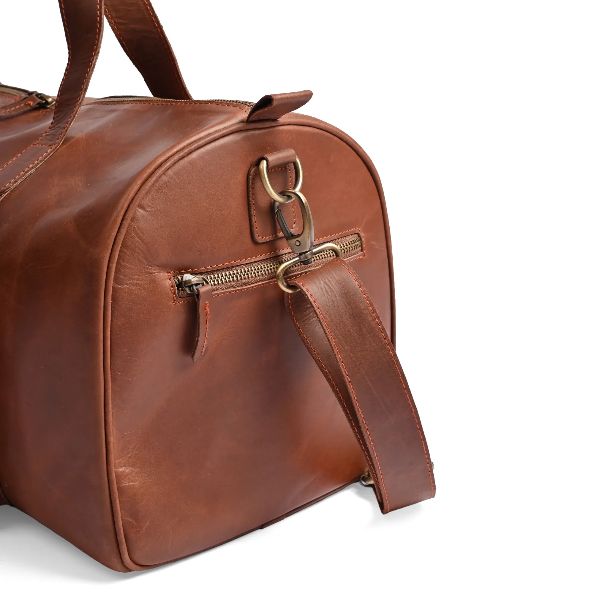 Camel Brown Premium Pull-Up Leather Duffel Weekender Travel Bag | Full-Grain Cowhide