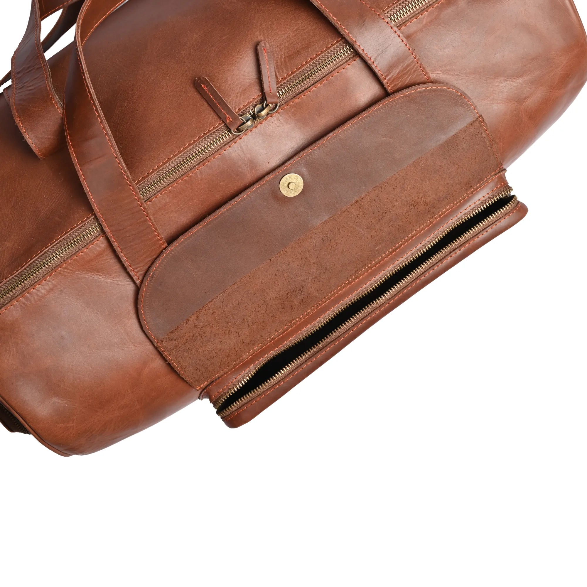 Camel Brown Premium Pull-Up Leather Duffel Weekender Travel Bag | Full-Grain Cowhide