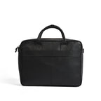 Black leather laptop bag in premium cowhide, fits 14, 15 and 16 inch laptops, elegant professional design