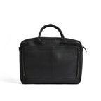 Black leather laptop bag in premium cowhide, fits 14, 15 and 16 inch laptops, elegant professional design