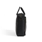 Black leather laptop bag in premium cowhide, fits 14, 15 and 16 inch laptops, elegant professional design