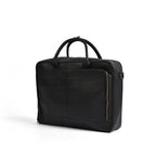 Black leather laptop bag in premium cowhide, fits 14, 15 and 16 inch laptops, elegant professional design