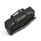 Black leather laptop bag in premium cowhide, fits 14, 15 and 16 inch laptops, elegant professional design