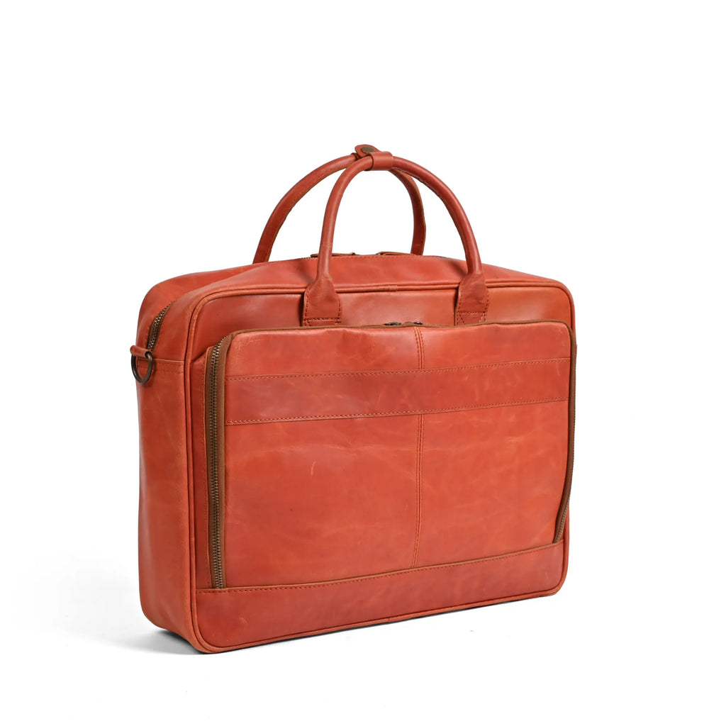 15.6 / 16 Inch Tan Leather Business Laptop Bag | Premium Cow Leather Briefcase