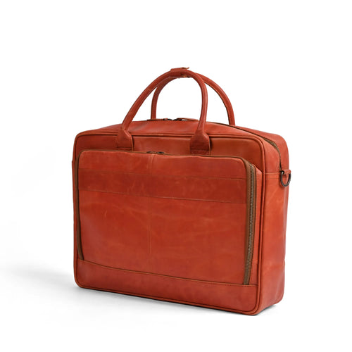 15.6 / 16 Inch Tan Leather Business Laptop Bag | Premium Cow Leather Briefcase