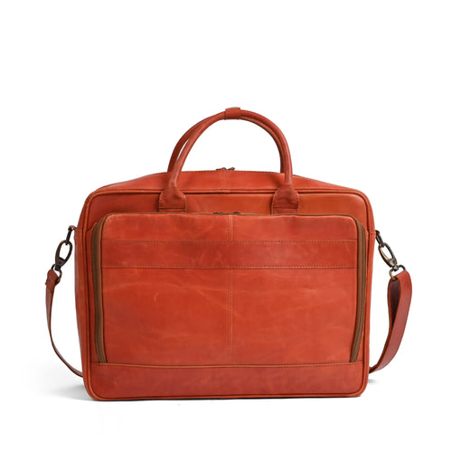 Tan leather business laptop bag briefcase, fits 16 inch laptop, premium cowhide