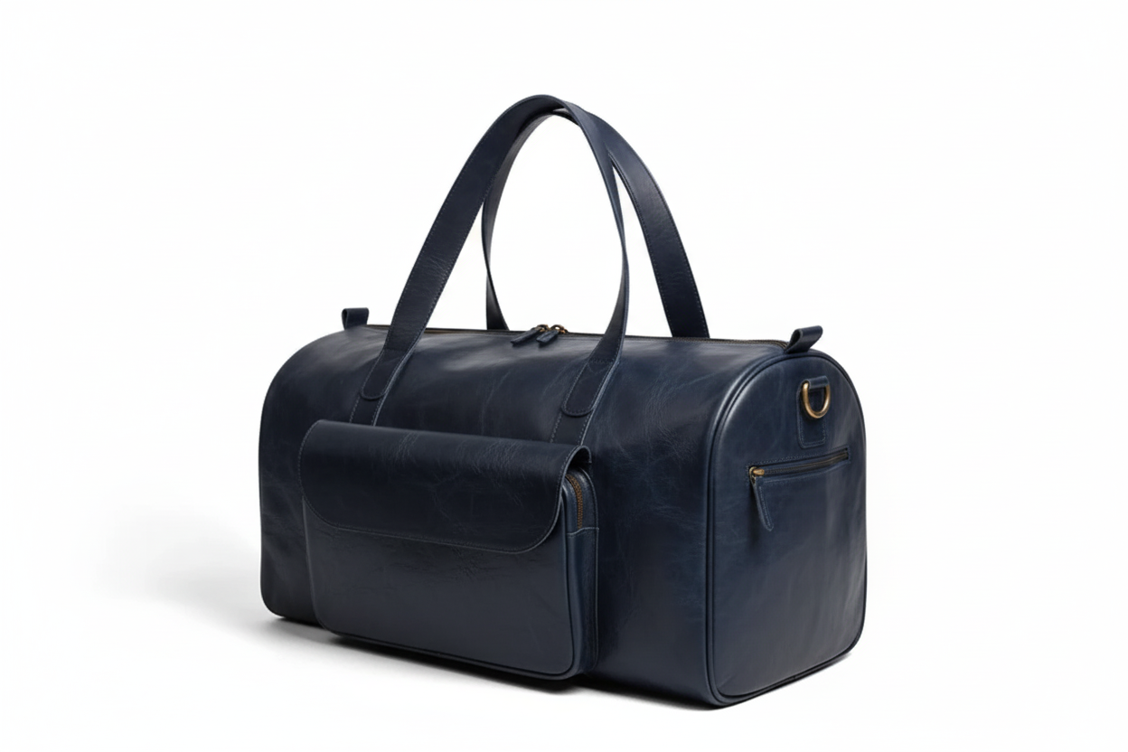 Premium Navy Leather Duffel Weekender Travel Bag (Copy)