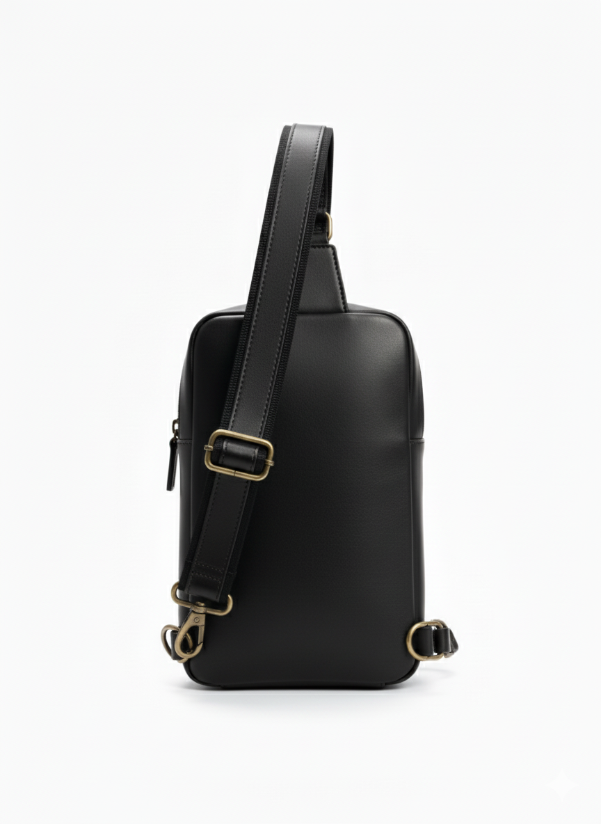 Black Leather Sling Bag