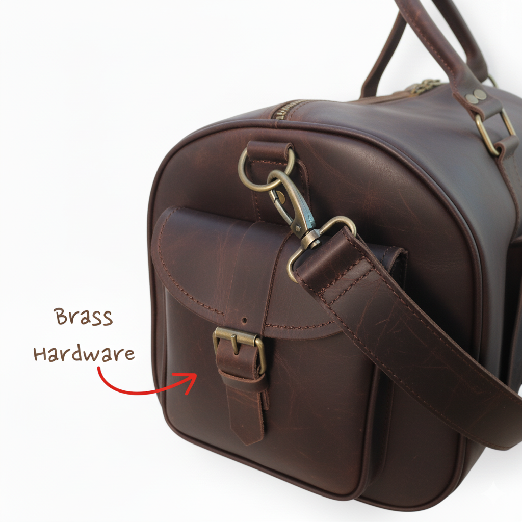 dark brown leather duffel bag handmade men’s travel bag