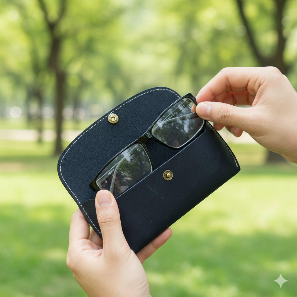 Navy Leather Eyewear Sleeve - Optical Carrier