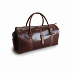 Premium dark brown leather duffel Bag weekender travel bag