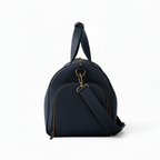 Navy Leather Duffel Bag Premium Travel & Gym Holdall with Shoe Compartment