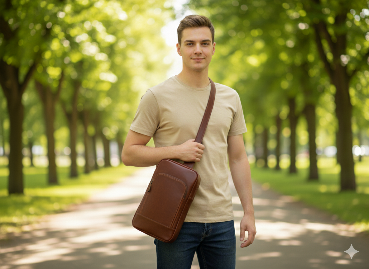 Brown Leather Sling Bag