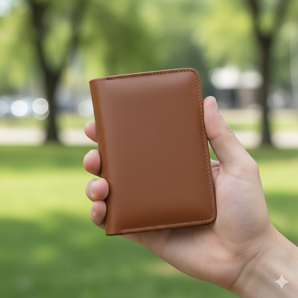 Brown Leather Passport Cover | Slim Travel Wallet with Card & Cash Slots