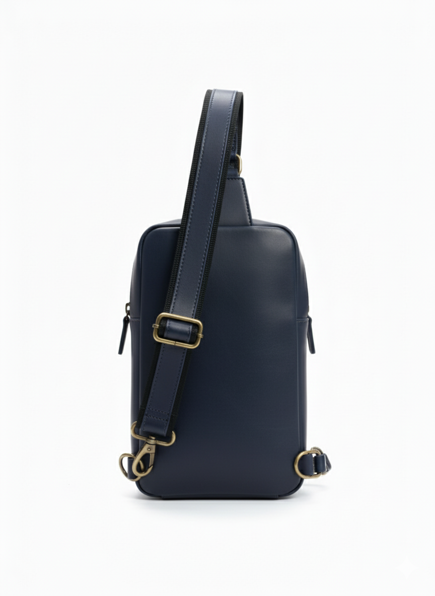 Navy Leather Sling Bag