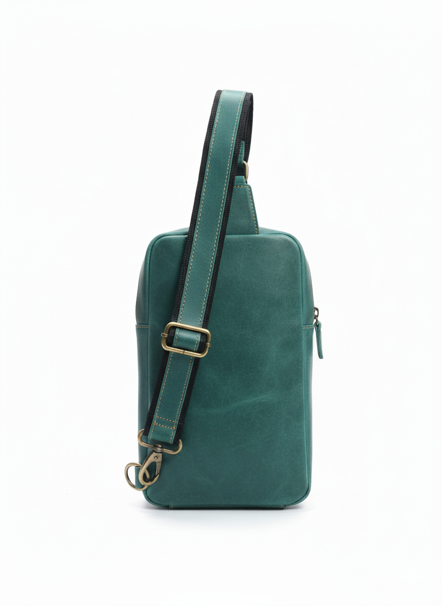 Green Leather Sling Bag
