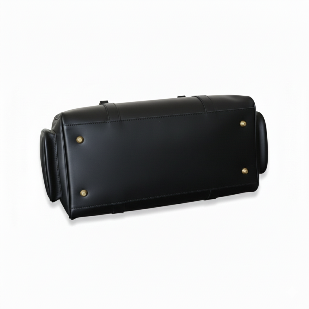 Premium Black Leather Duffel Bag Travel & Weekender Bag
