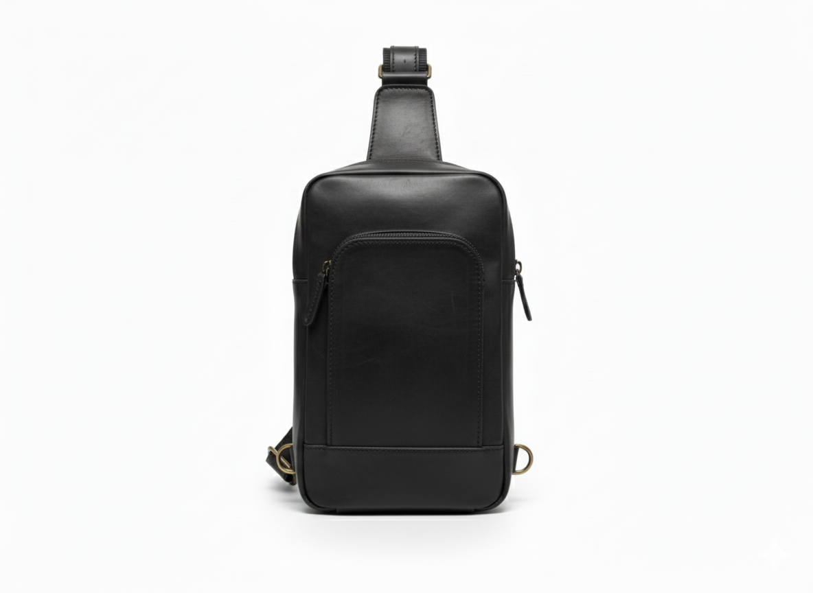 Black Leather Sling Bag
