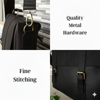Black Leather Messenger Bag 14 "15" & 16" Laptop Bag Matt Oil Pull-Up Cow Leather
