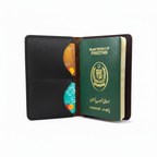 Black Leather Passport Cover | Slim Travel Wallet with Card & Cash Slo