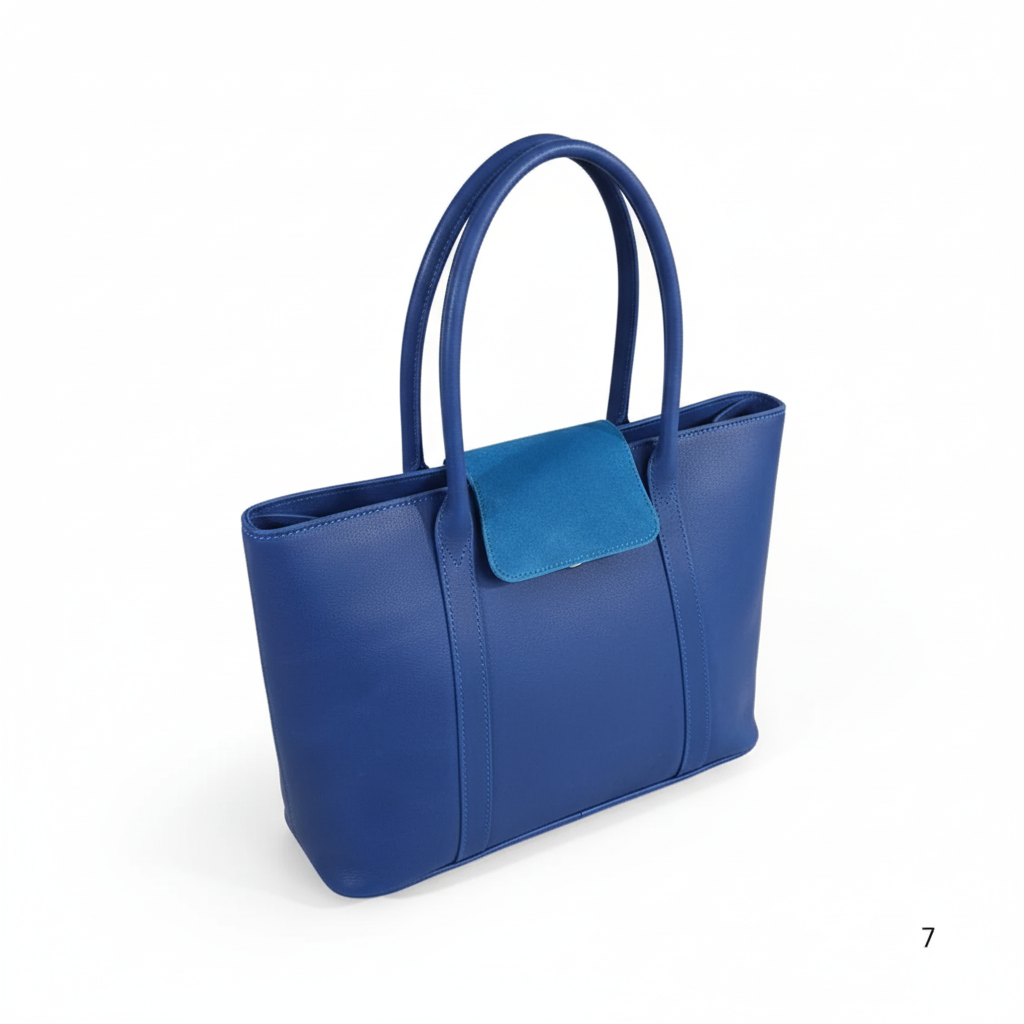 Navy Leather Women’s Tote Bag | Full-Grain Cowhide Handbag