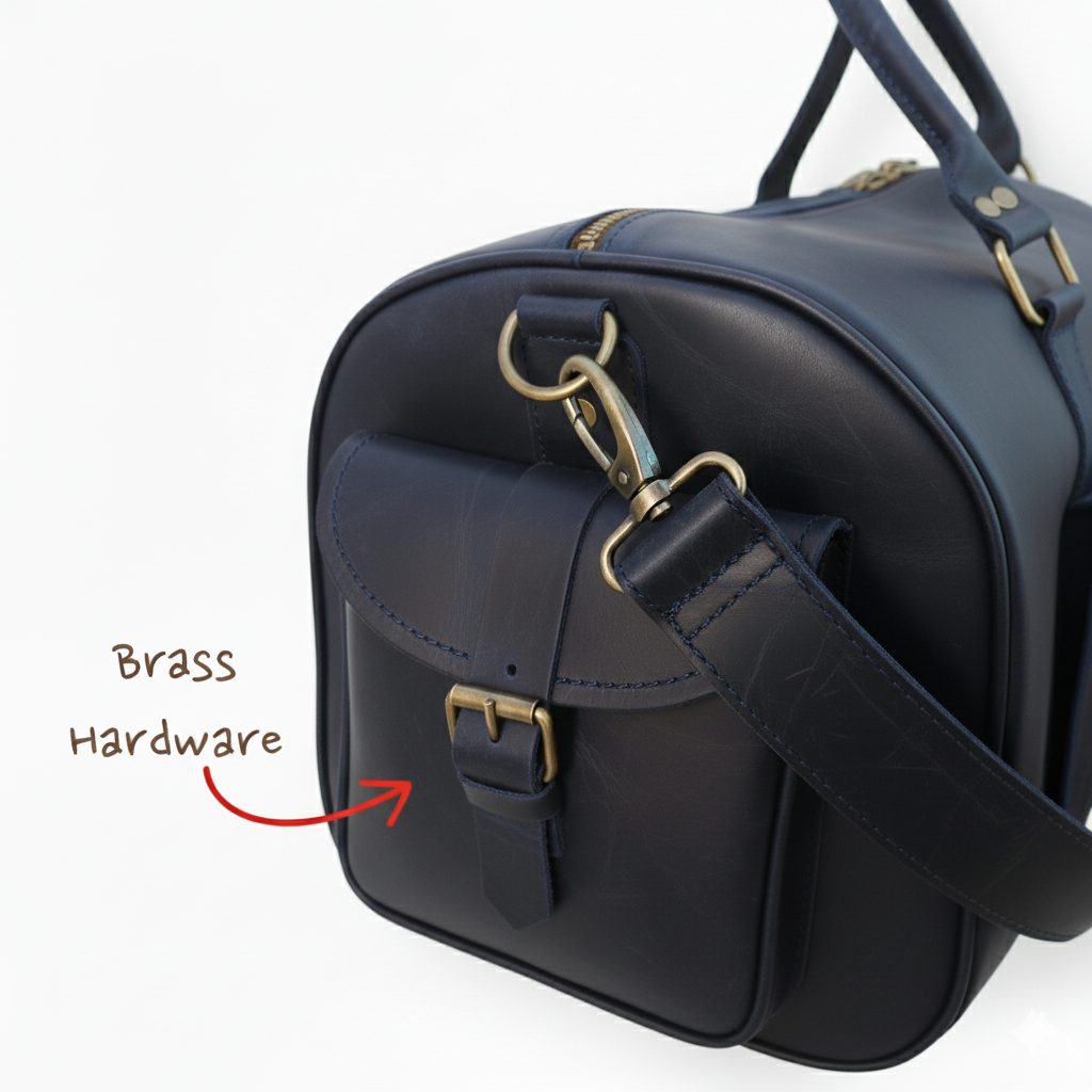 Navy Leather Duffel Bag – Premium Men’s Travel & Gym Holdall