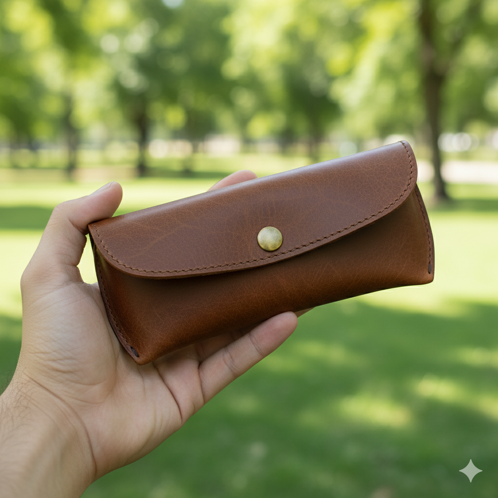 Brown Leather Eyewear Case - Optical Cover