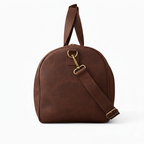 Dark brown leather duffel bag with shoe compartment premium travel holdall