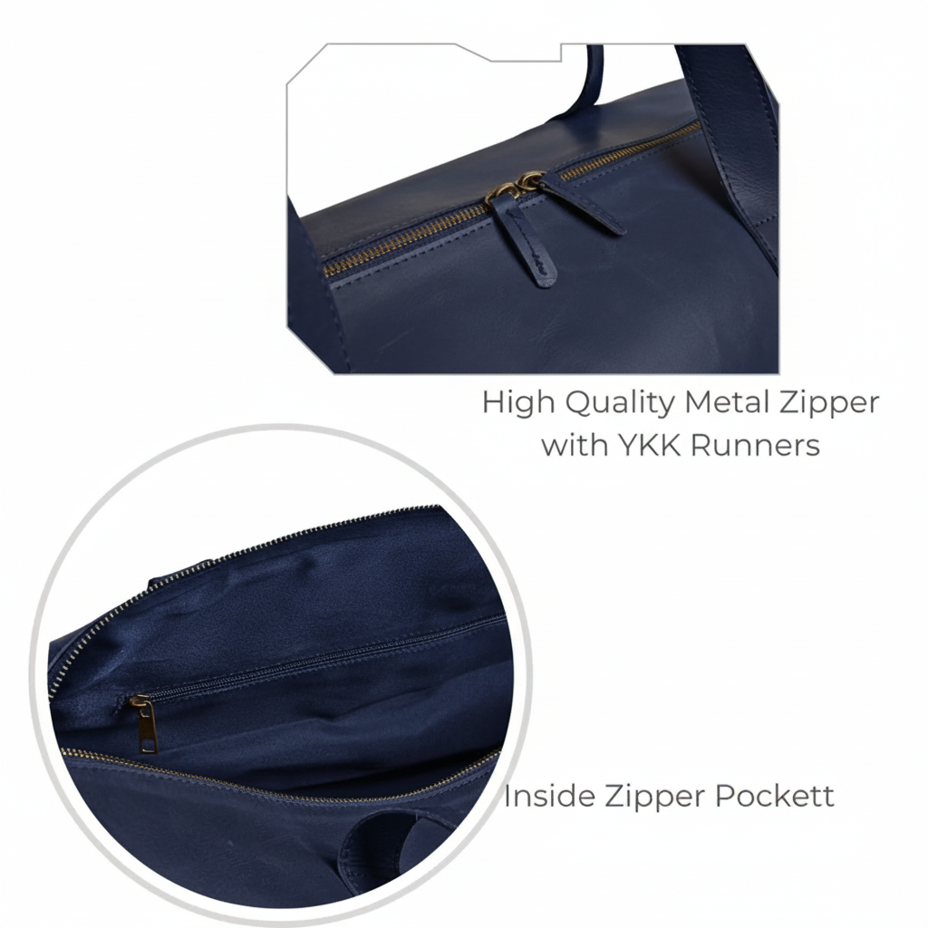Premium Navy Leather Duffel Weekender Travel Bag (Copy)