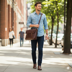 Dark Brown Leather Laptop Bag 