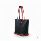 Black & Maroon Leather Tote Bag for Women