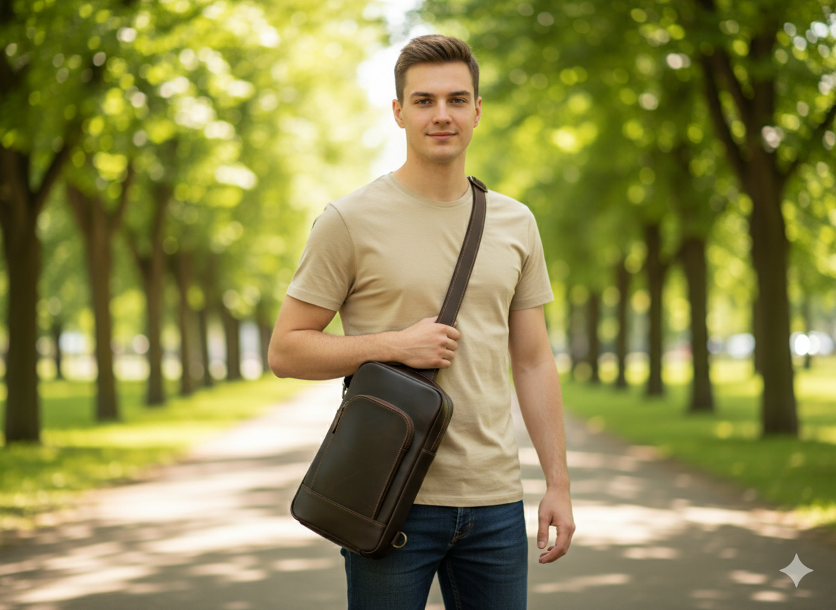Choco Leather Sling Bag